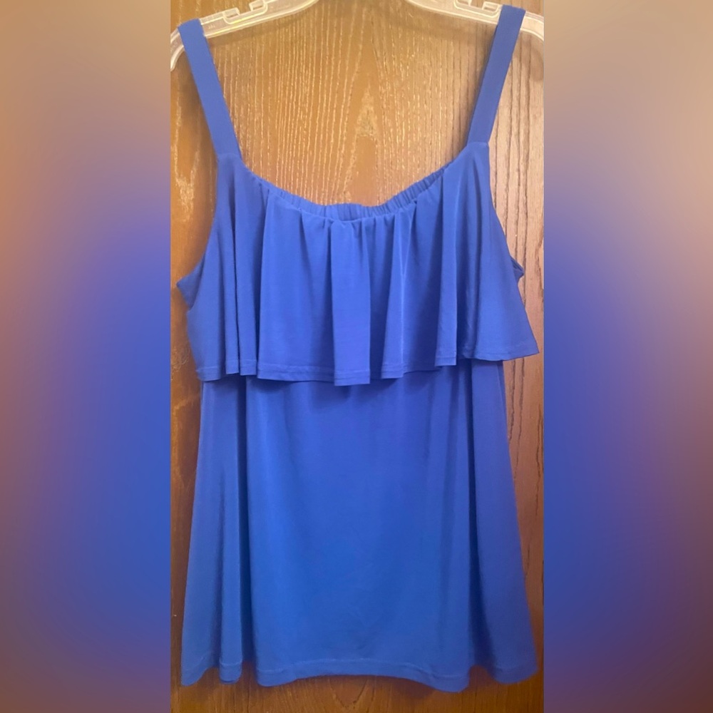 Avenue Studio Size 18/20 Stapped Ruffled Blue Sleeveless Top